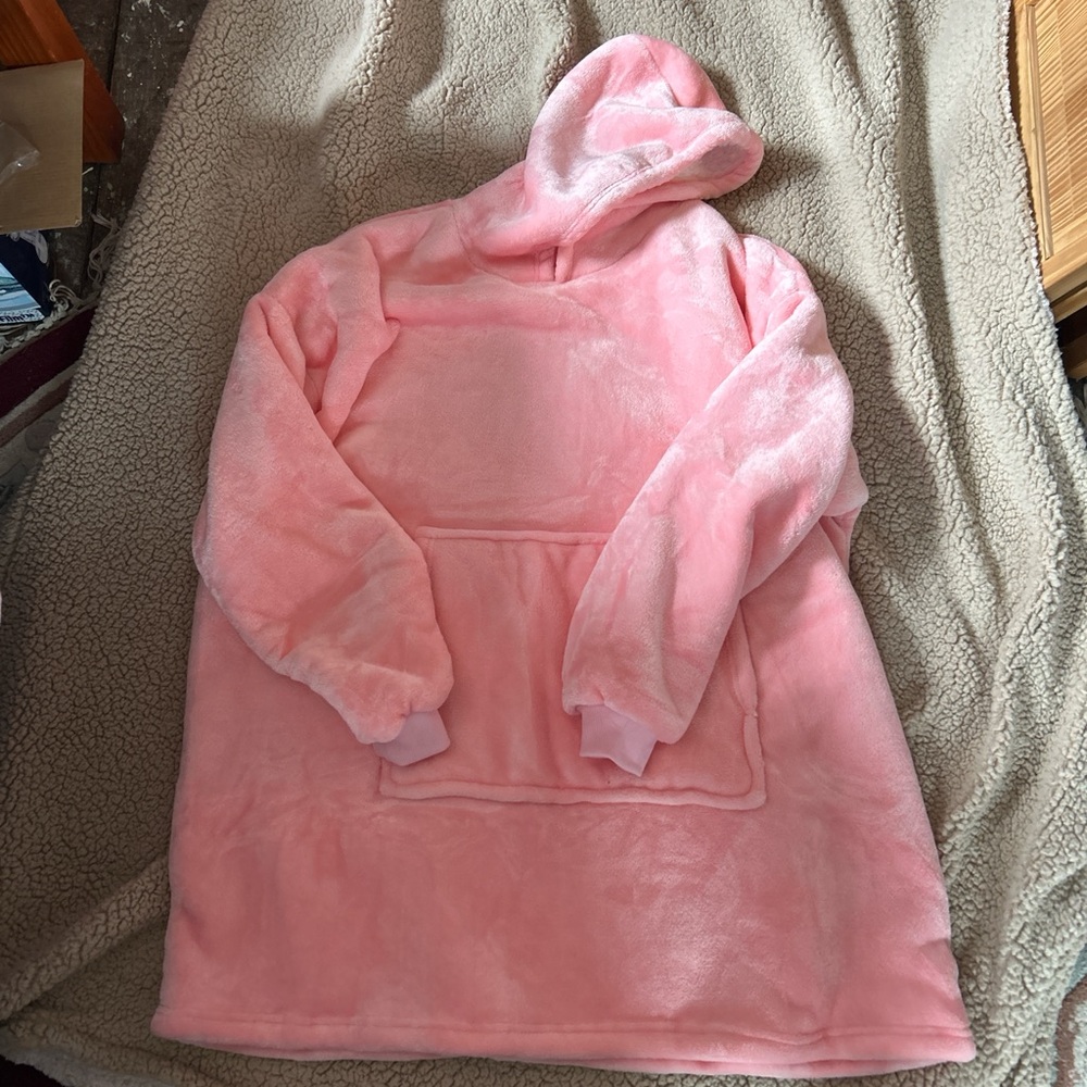 Cozy Pink Hooded Blanket Sweatshirt